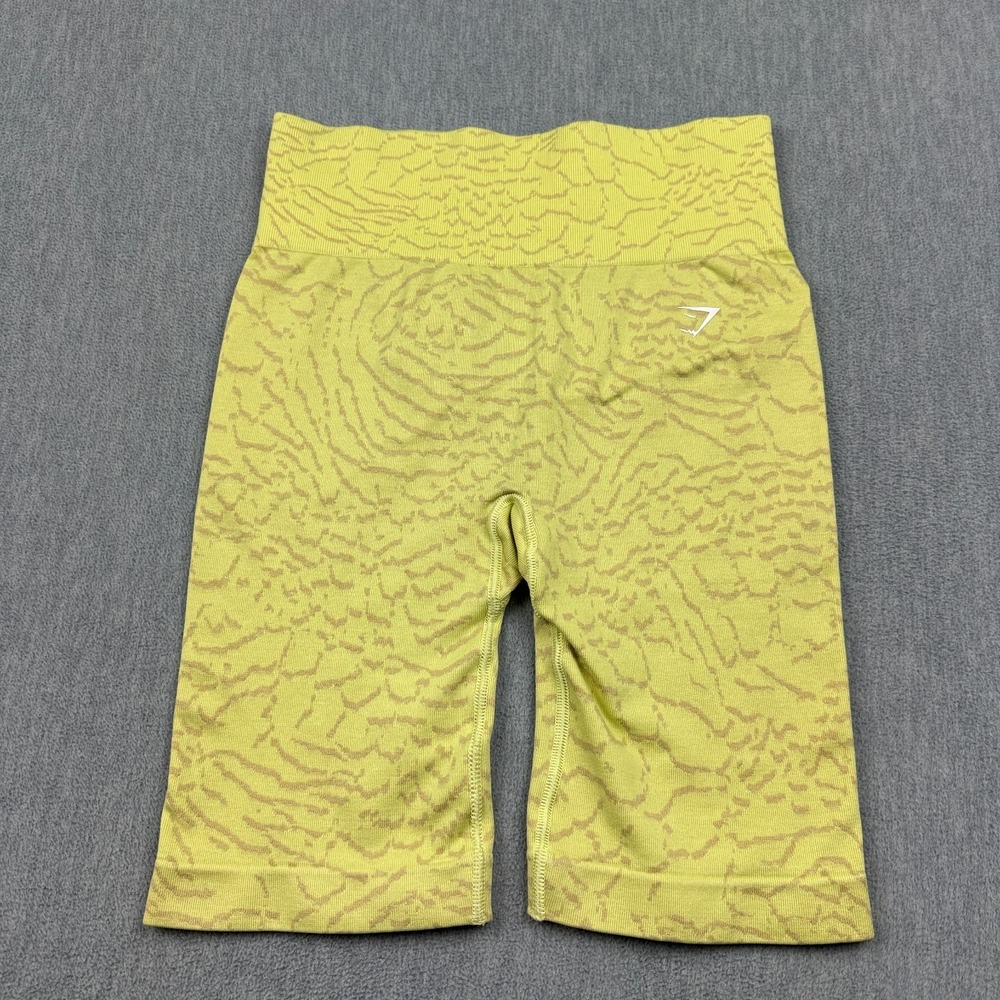 Gymshark Shorts Womens Medium Yellow Flex Adapt Animal Seamless Yoga Gym Cycling